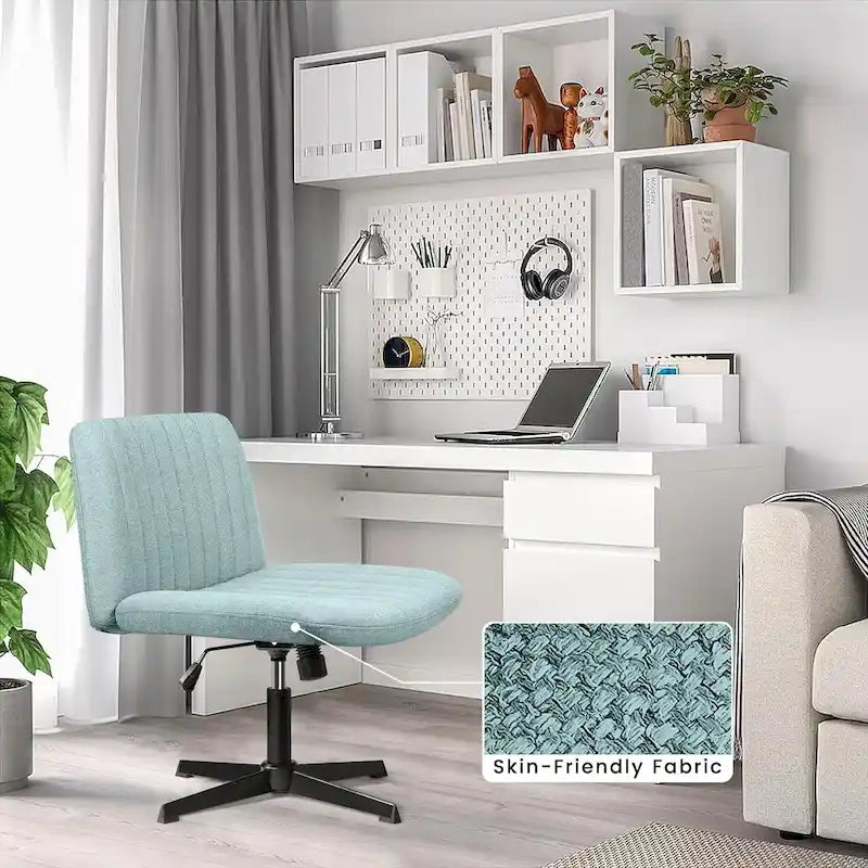 Chaise Criss Cross sans accoudoirs, sans roulettes, en tissu rembourré, pivotante moderne, pour bureau ou coiffeuse