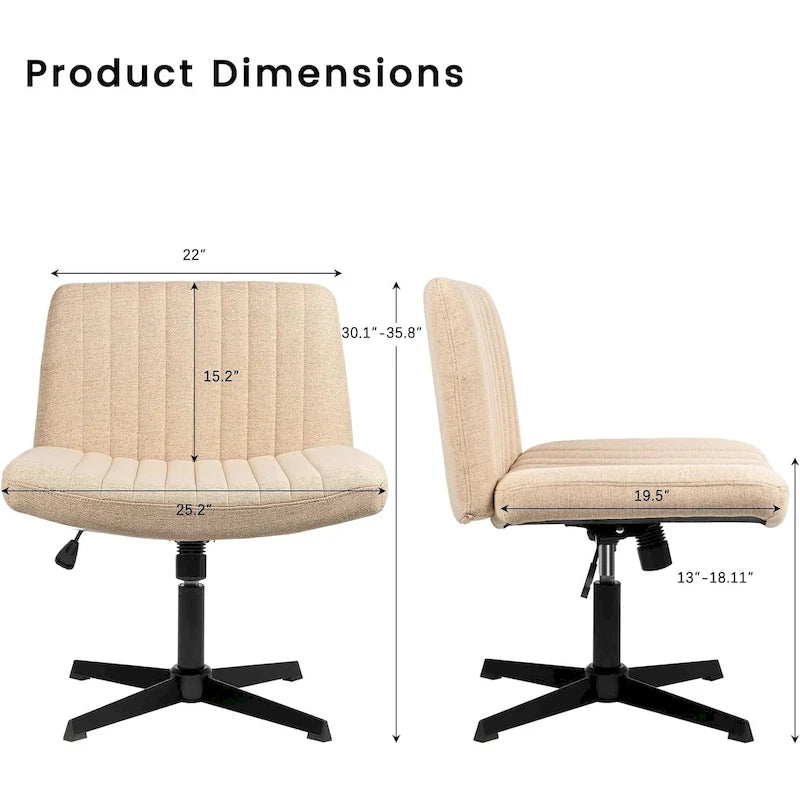 Chaise Criss Cross sans accoudoirs, sans roulettes, en tissu rembourré, pivotante moderne, pour bureau ou coiffeuse
