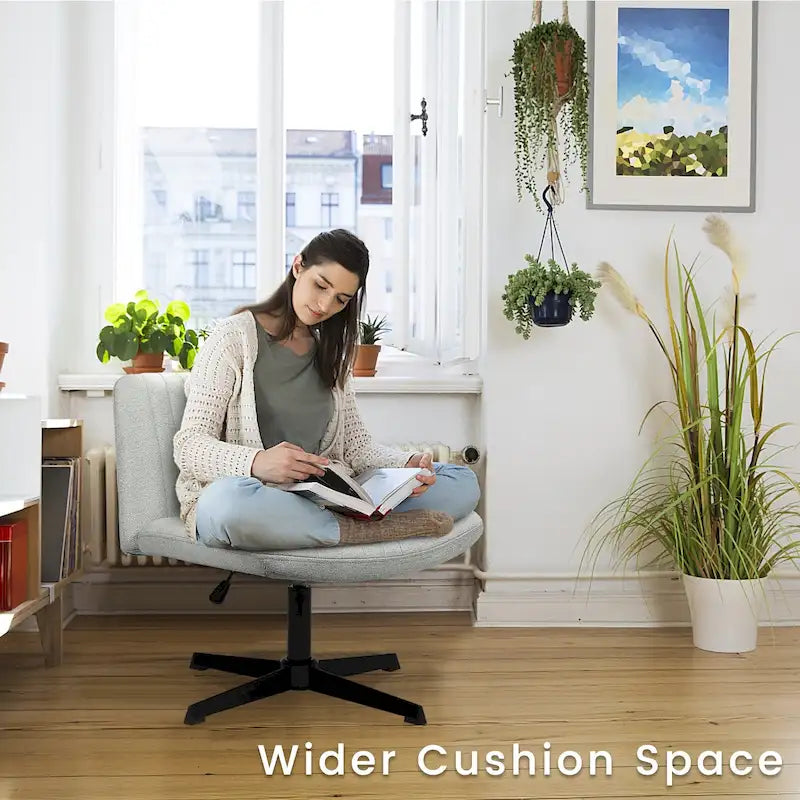 Chaise Criss Cross sans accoudoirs, sans roulettes, en tissu rembourré, pivotante moderne, pour bureau ou coiffeuse