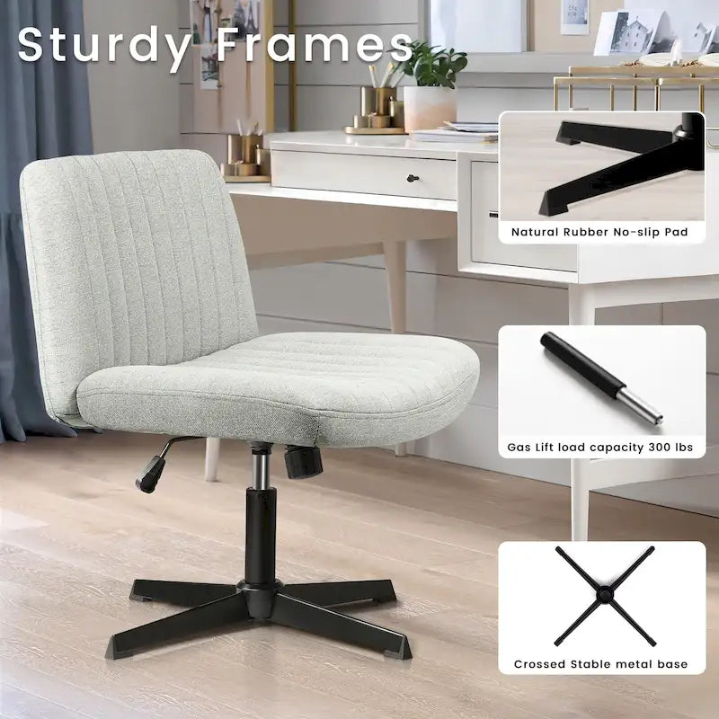 Chaise Criss Cross sans accoudoirs, sans roulettes, en tissu rembourré, pivotante moderne, pour bureau ou coiffeuse