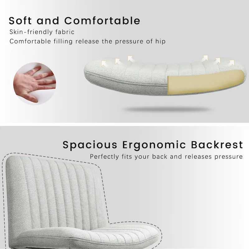 Chaise Criss Cross sans accoudoirs, sans roulettes, en tissu rembourré, pivotante moderne, pour bureau ou coiffeuse