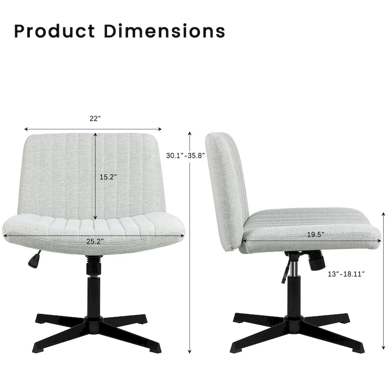 Chaise Criss Cross sans accoudoirs, sans roulettes, en tissu rembourré, pivotante moderne, pour bureau ou coiffeuse