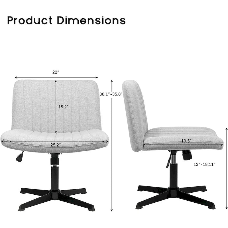 Chaise Criss Cross sans accoudoirs, sans roulettes, en tissu rembourré, pivotante moderne, pour bureau ou coiffeuse