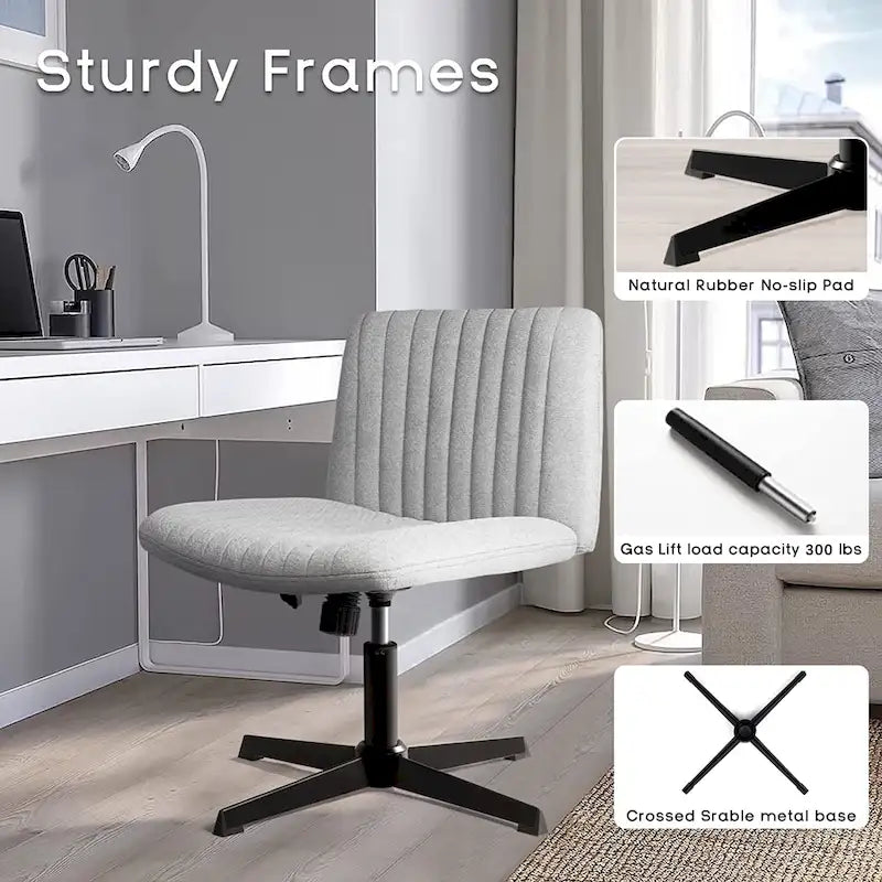 Chaise Criss Cross sans accoudoirs, sans roulettes, en tissu rembourré, pivotante moderne, pour bureau ou coiffeuse