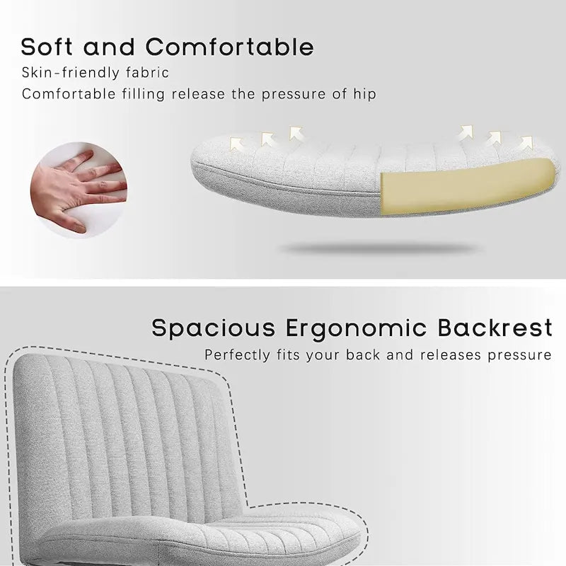 Chaise Criss Cross sans accoudoirs, sans roulettes, en tissu rembourré, pivotante moderne, pour bureau ou coiffeuse