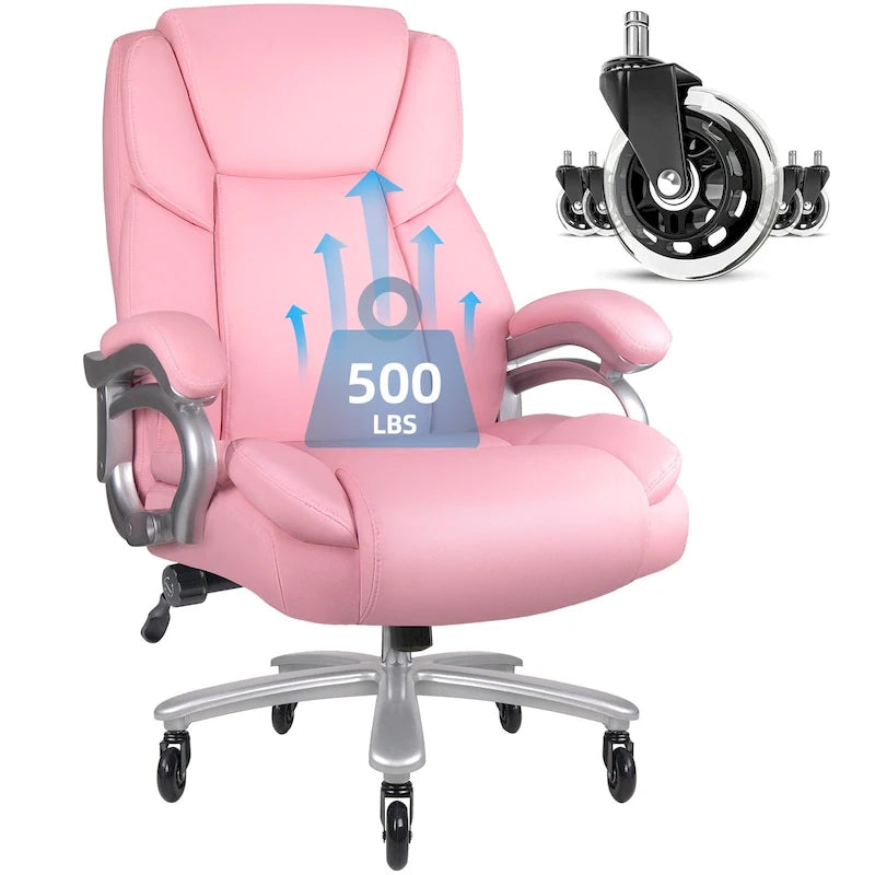 Chaise de Bureau Direction Grande Taille, 225 kg, Support Lombaire Ajustable, Chaise Ergonomique à Dossier Haut en Cuir PU pour Ordinateur