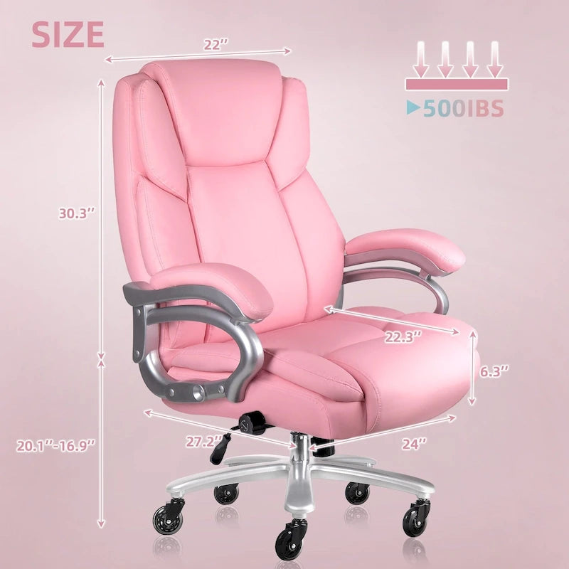 Chaise de Bureau Direction Grande Taille, 225 kg, Support Lombaire Ajustable, Chaise Ergonomique à Dossier Haut en Cuir PU pour Ordinateur