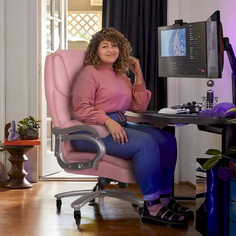 Chaise de Bureau Direction Grande Taille, 225 kg, Support Lombaire Ajustable, Chaise Ergonomique à Dossier Haut en Cuir PU pour Ordinateur