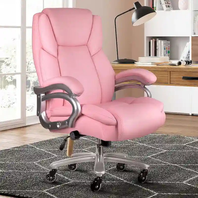 Chaise de Bureau Direction Grande Taille, 225 kg, Support Lombaire Ajustable, Chaise Ergonomique à Dossier Haut en Cuir PU pour Ordinateur