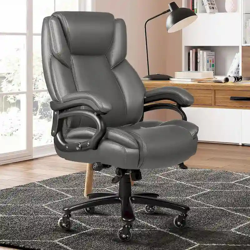 Chaise de Bureau Direction Grande Taille, 225 kg, Support Lombaire Ajustable, Chaise Ergonomique à Dossier Haut en Cuir PU pour Ordinateur