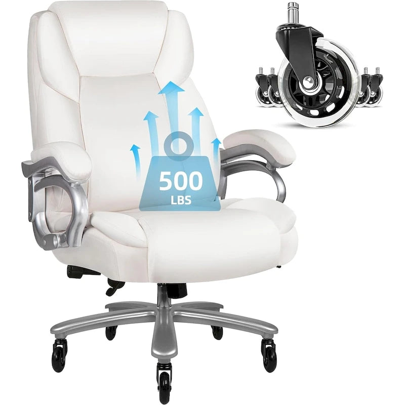 Chaise de Bureau Direction Grande Taille, 225 kg, Support Lombaire Ajustable, Chaise Ergonomique à Dossier Haut en Cuir PU pour Ordinateur