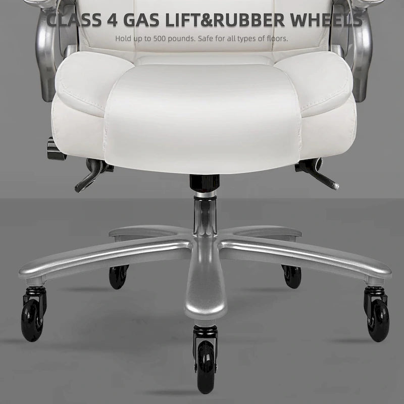 Chaise de Bureau Direction Grande Taille, 225 kg, Support Lombaire Ajustable, Chaise Ergonomique à Dossier Haut en Cuir PU pour Ordinateur