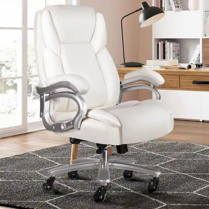 Chaise de Bureau Direction Grande Taille, 225 kg, Support Lombaire Ajustable, Chaise Ergonomique à Dossier Haut en Cuir PU pour Ordinateur