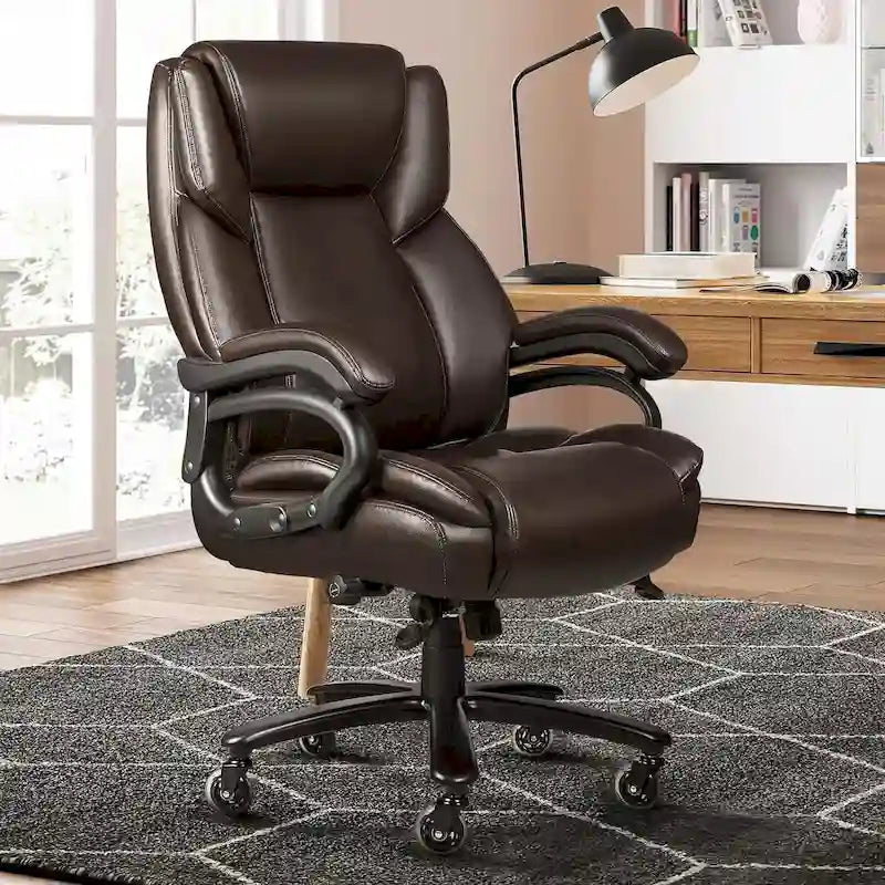 Chaise de Bureau Direction Grande Taille, 225 kg, Support Lombaire Ajustable, Chaise Ergonomique à Dossier Haut en Cuir PU pour Ordinateur