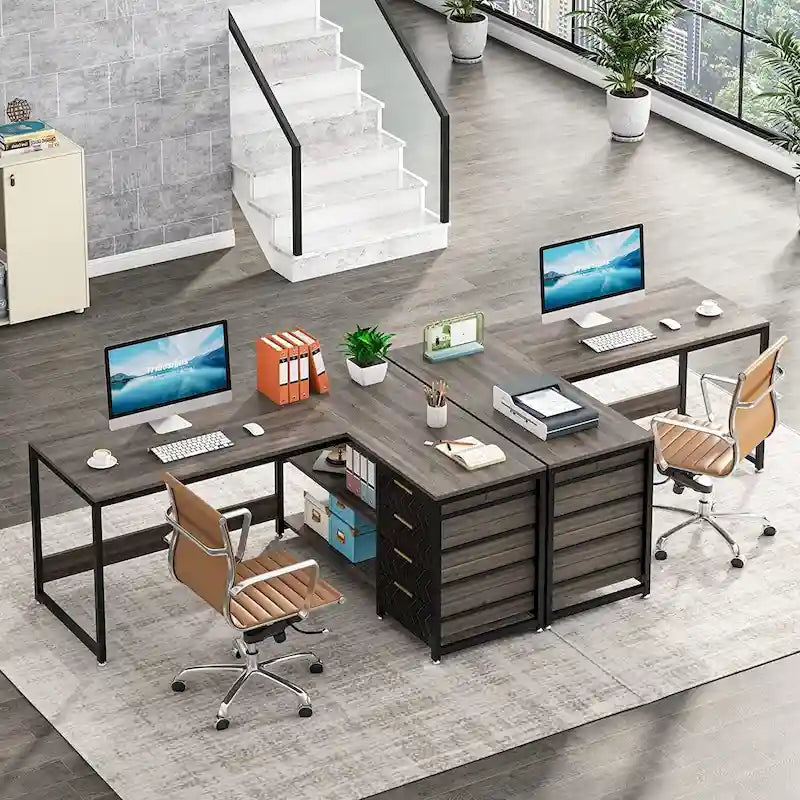 Bureau d'angle en L réversible, table d'écriture, poste de travail robuste