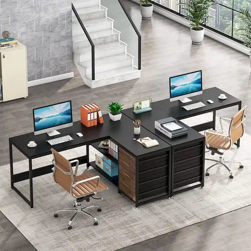 Bureau d'angle en L réversible, table d'écriture, poste de travail robuste