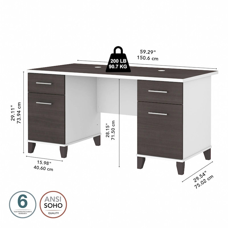 Bureau d'ordinateur 60W avec tiroirs