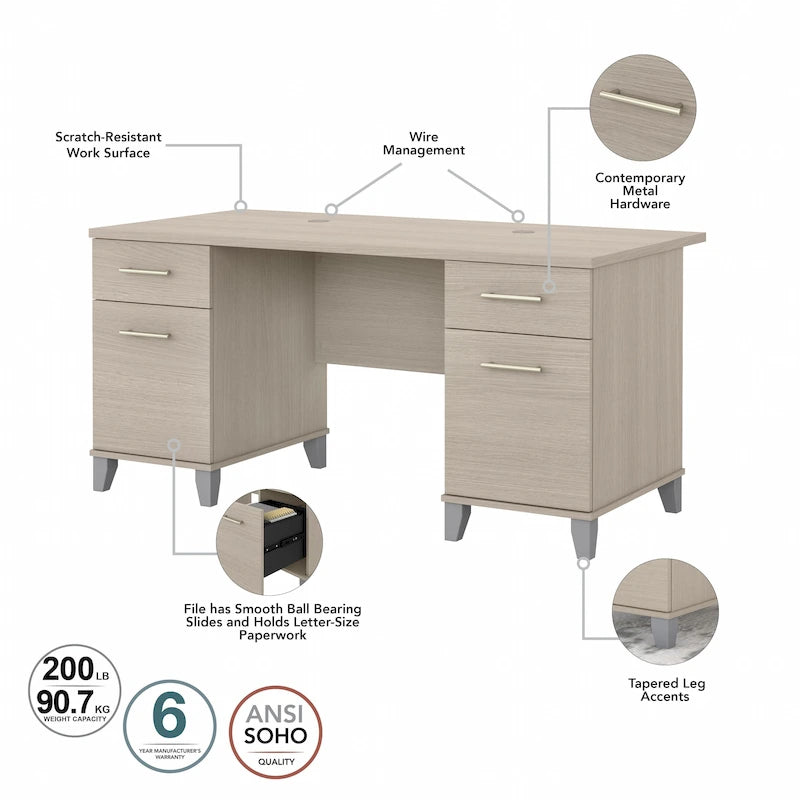 Bureau d'ordinateur 60W avec tiroirs