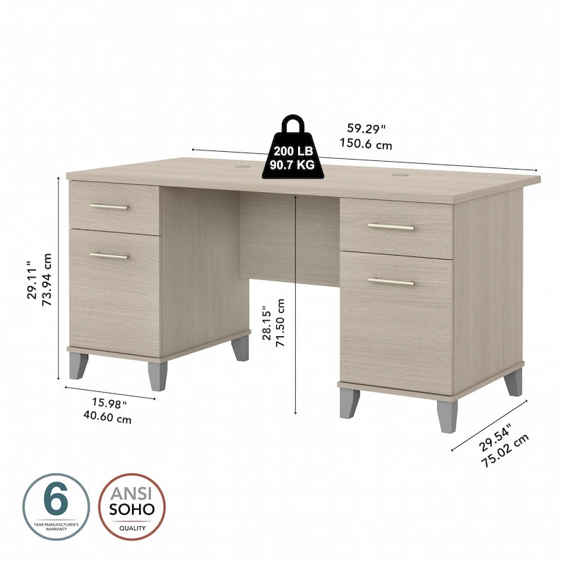 Bureau d'ordinateur 60W avec tiroirs