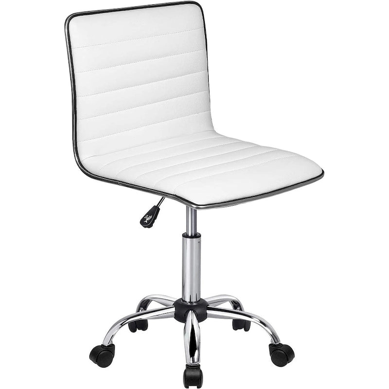 Chaise de Bureau Ergonomique sans Accoudores, Chaise de Bureau à Dossier Mid-Back, Chaise de Bureau Pivotante pour Petits Espaces, Chaise de Maquillage pour Salon