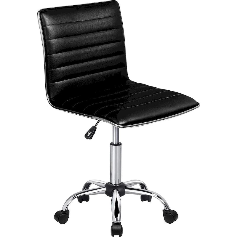 Chaise de Bureau Ergonomique sans Accoudores, Chaise de Bureau à Dossier Mid-Back, Chaise de Bureau Pivotante pour Petits Espaces, Chaise de Maquillage pour Salon