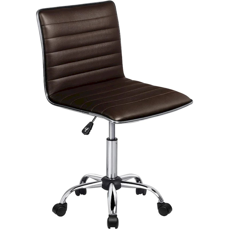 Chaise de Bureau Ergonomique sans Accoudores, Chaise de Bureau à Dossier Mid-Back, Chaise de Bureau Pivotante pour Petits Espaces, Chaise de Maquillage pour Salon