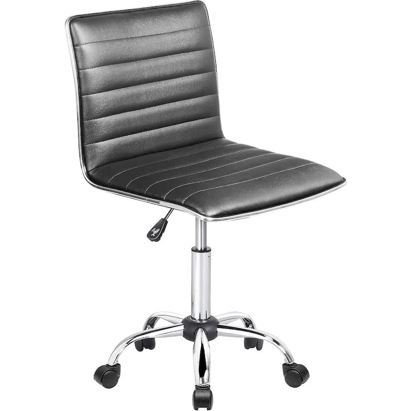 Chaise de Bureau Ergonomique sans Accoudores, Chaise de Bureau à Dossier Mid-Back, Chaise de Bureau Pivotante pour Petits Espaces, Chaise de Maquillage pour Salon