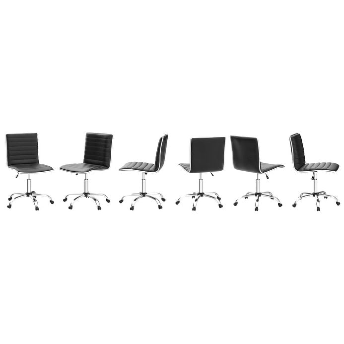 Chaise de Bureau Ergonomique sans Accoudores, Chaise de Bureau à Dossier Mid-Back, Chaise de Bureau Pivotante pour Petits Espaces, Chaise de Maquillage pour Salon