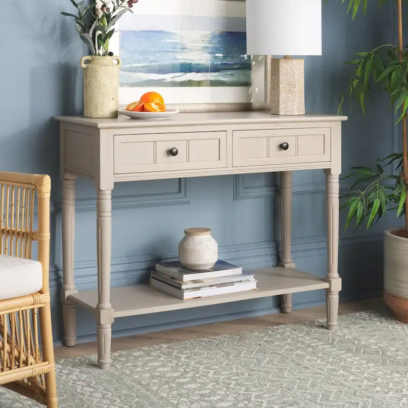  Camilla Grey 2-Drawer Console Table - 35.8 x 13.8 x 29.5 - 36Wx14Dx30H