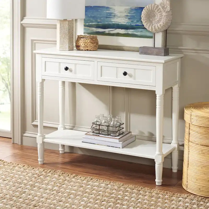 Console 2 tiroirs grise - 35,8 x 13,8 x 29,5 - 36Lx14Px30H