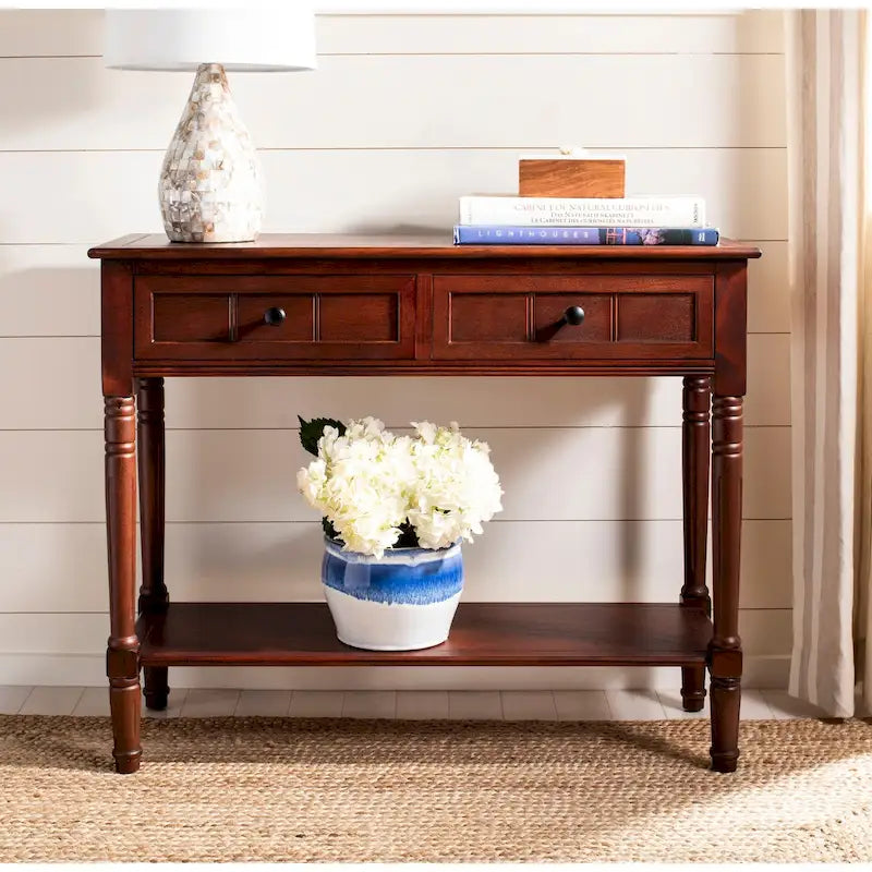 Console 2 tiroirs grise - 35,8 x 13,8 x 29,5 - 36Lx14Px30H
