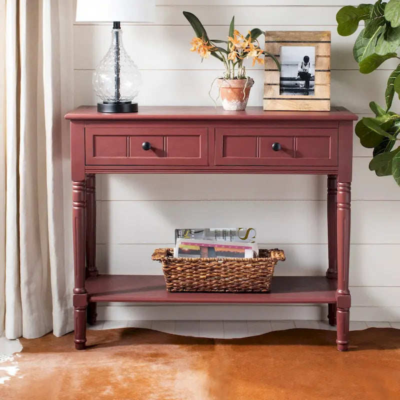 Console 2 tiroirs grise - 35,8 x 13,8 x 29,5 - 36Lx14Px30H