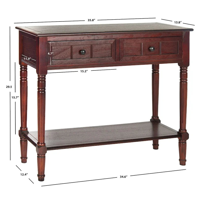 Console 2 tiroirs grise - 35,8 x 13,8 x 29,5 - 36Lx14Px30H