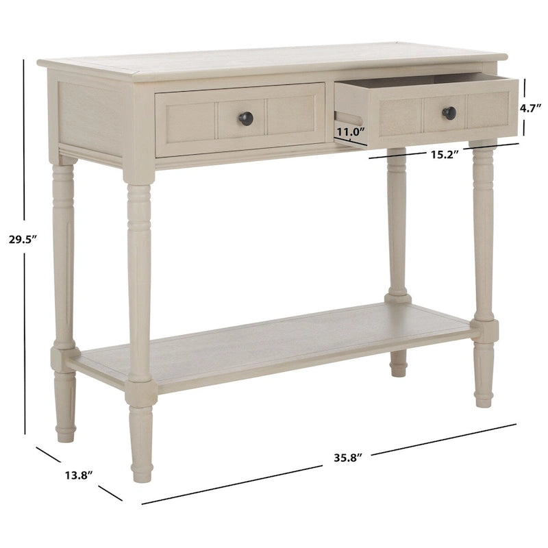 Console 2 tiroirs grise - 35,8 x 13,8 x 29,5 - 36Lx14Px30H