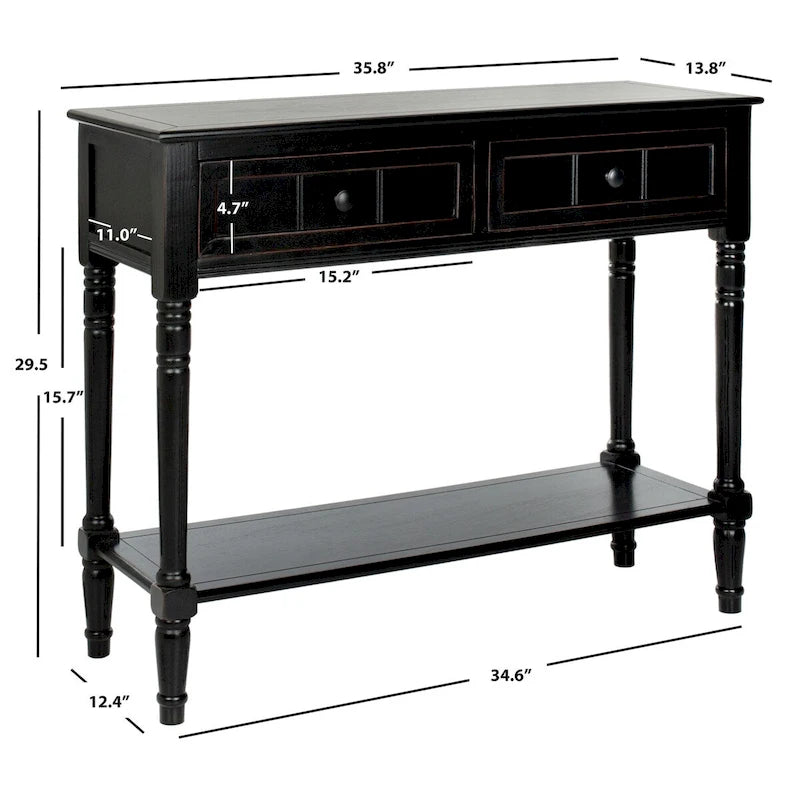 Console 2 tiroirs grise - 35,8 x 13,8 x 29,5 - 36Lx14Px30H
