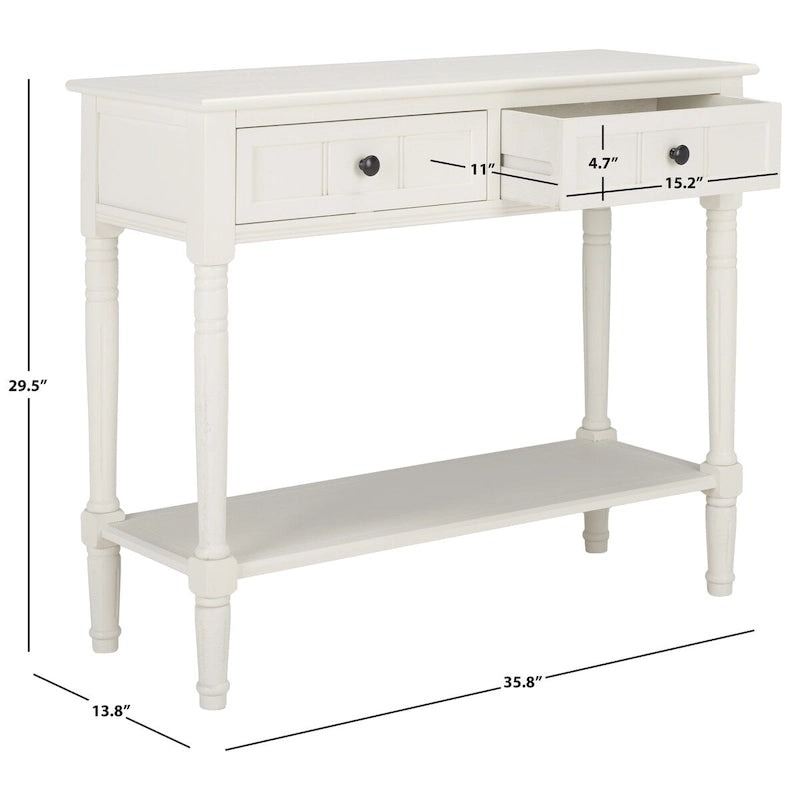 Console 2 tiroirs grise - 35,8 x 13,8 x 29,5 - 36Lx14Px30H
