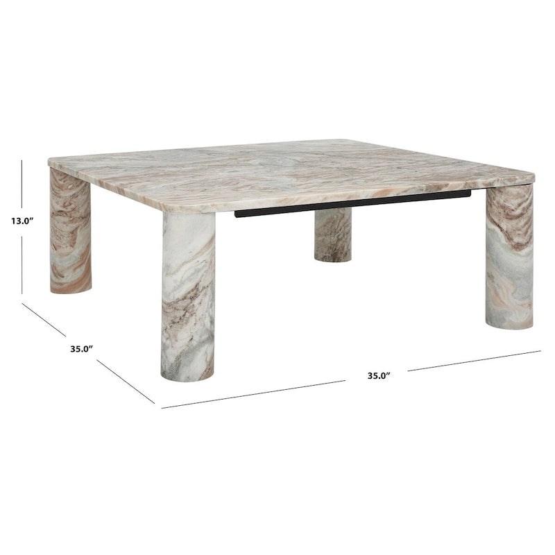 Table basse carrée en marbre - 35 po larg. x 35 po prof. x 13 po haut. - 35L x 35P x 13H