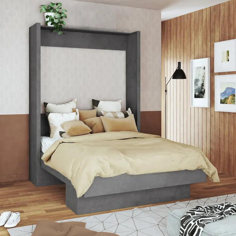  Easy Lift Brazilian Queen Contemporary Murphy Bed with Shelf