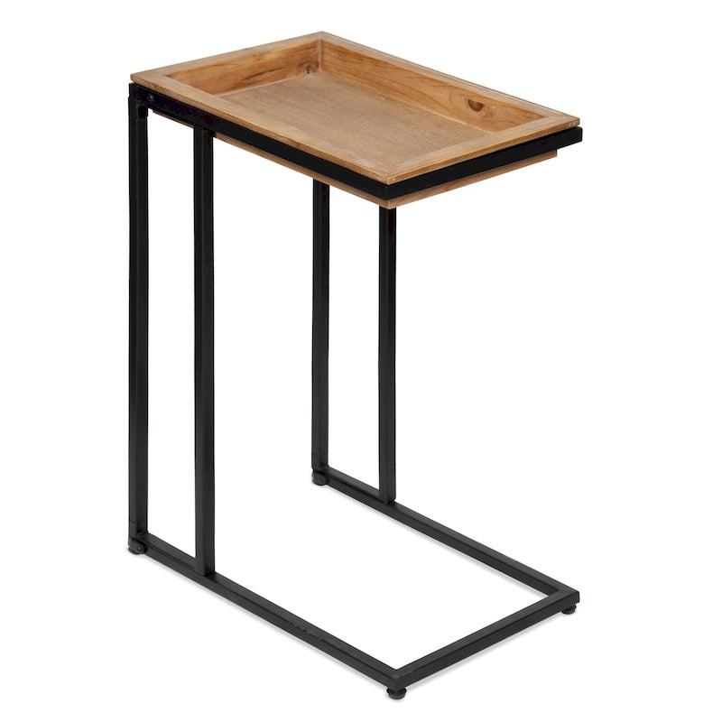 Table d'appoint en bois en forme de C
