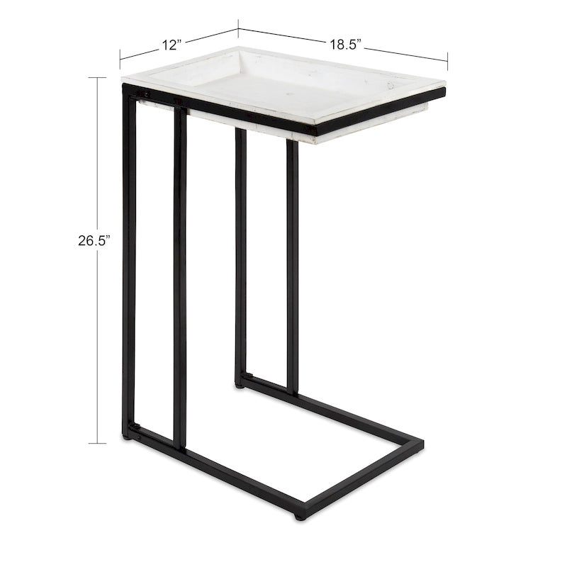 Table d'appoint en bois en forme de C