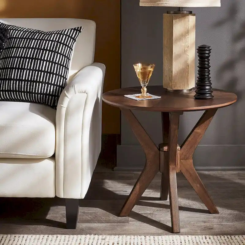 Rondo Mid-Century Walnut Finish Round End Table by 