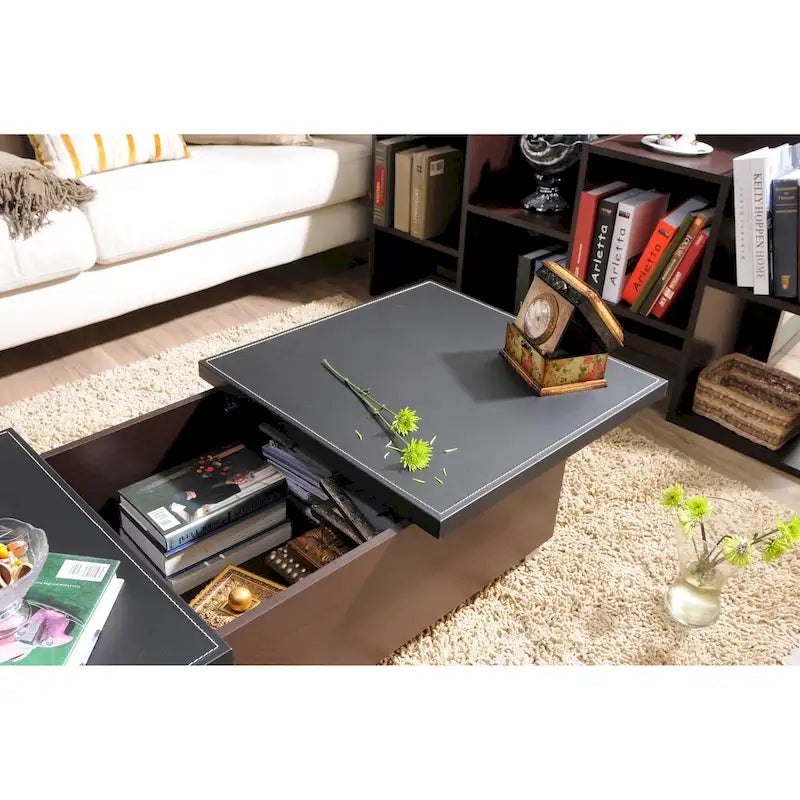 Table basse avec dessus en similicuir de 47 pouces