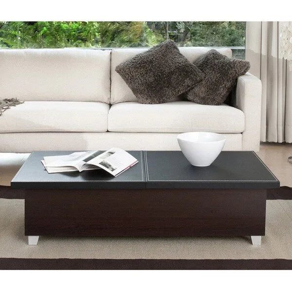 Table basse avec dessus en similicuir de 47 pouces