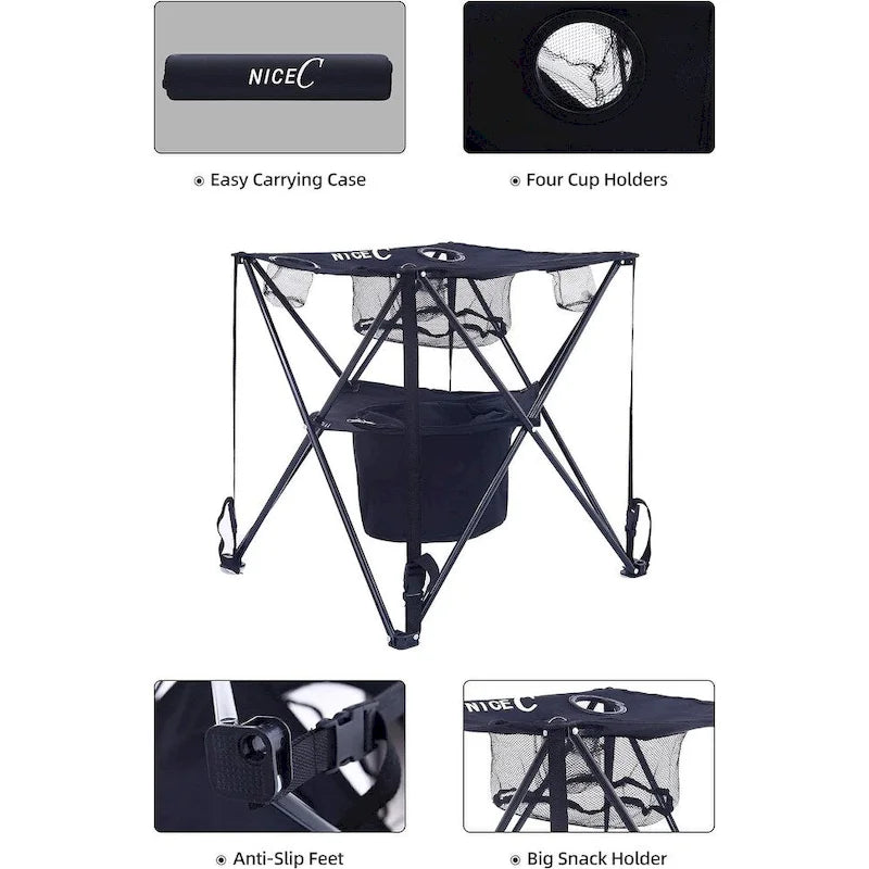 Table de camping avec glacière, table de pique-nique, table de plage, table portable, ultralégère et compacte avec sac de transport pour l'extérieur