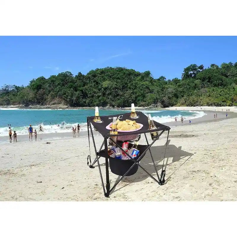 Table de camping avec glacière, table de pique-nique, table de plage, table portable, ultralégère et compacte avec sac de transport pour l'extérieur