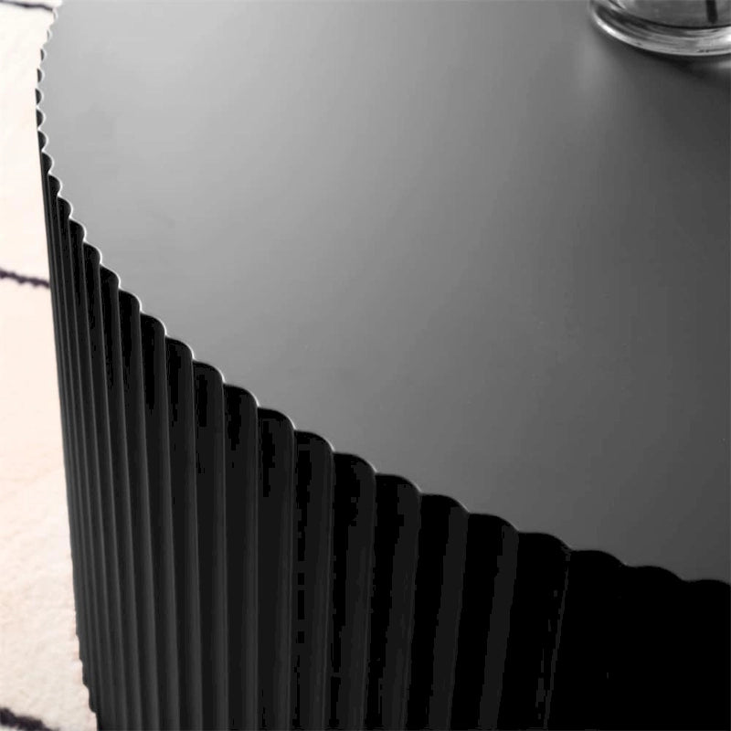 Table basse ronde en bois moderne - Noire