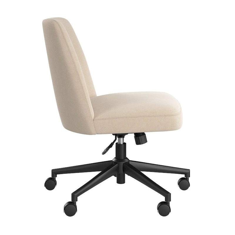 Chaise de bureau sans accoudoirs à dossier mi-haut et roulettes